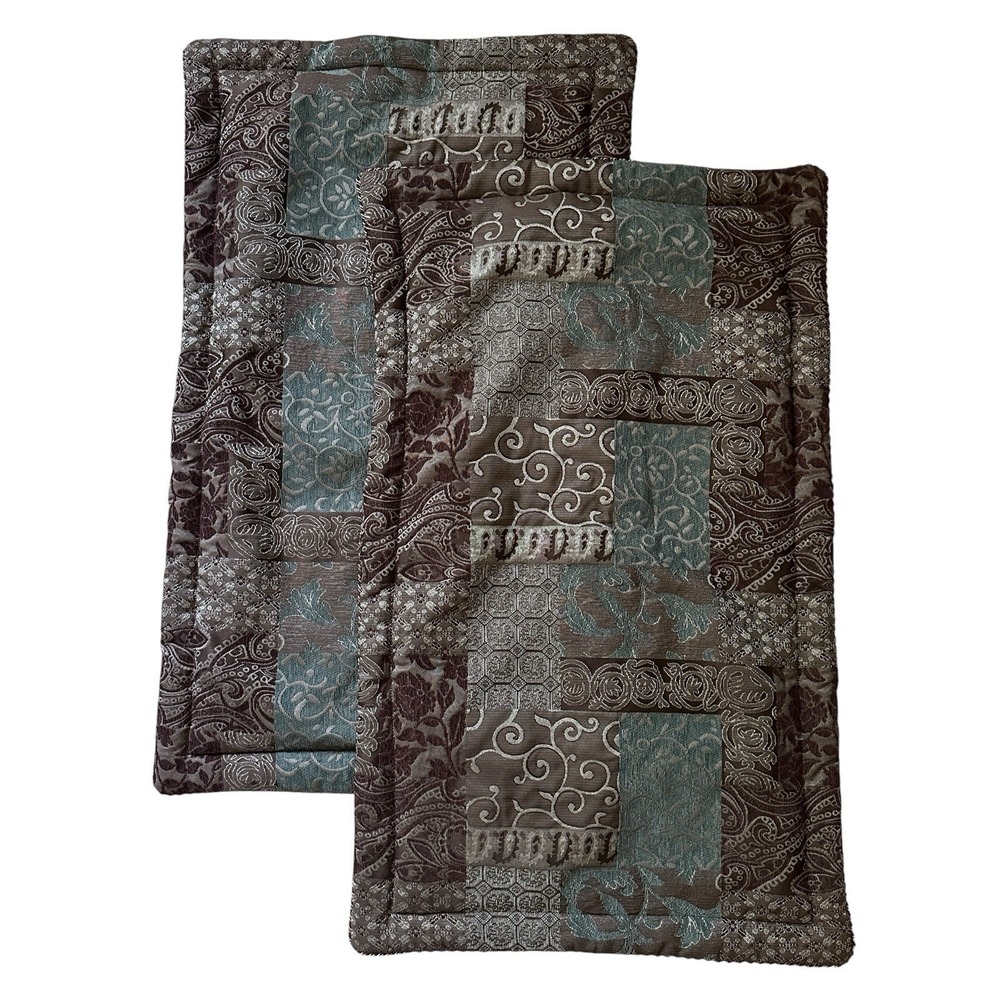 Croscill Home Galleria Quilt Shams 40x25‎ in California King Brown Teal Set of 2